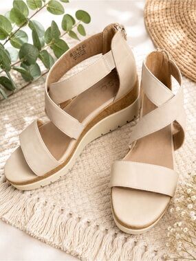 Naturalizer Cream Crisscross Wedge Sandals